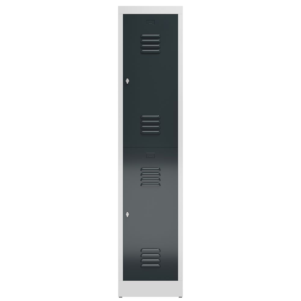 Produktbild ClassiX Garderobenschrank, 1 Abteil doppelstöckig, 1800 x 415 x 500 mm, lichtgra bild 2