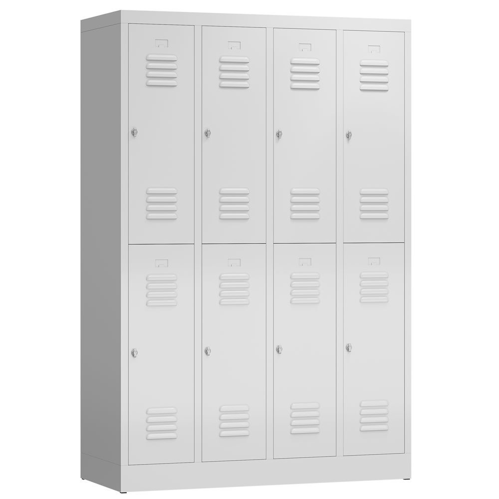 Produktbild Lüllmann ClassiX Garderobenschrank 4 Abteile doppelstöckig 1800 x 1185 x 500 mm lichtgrau