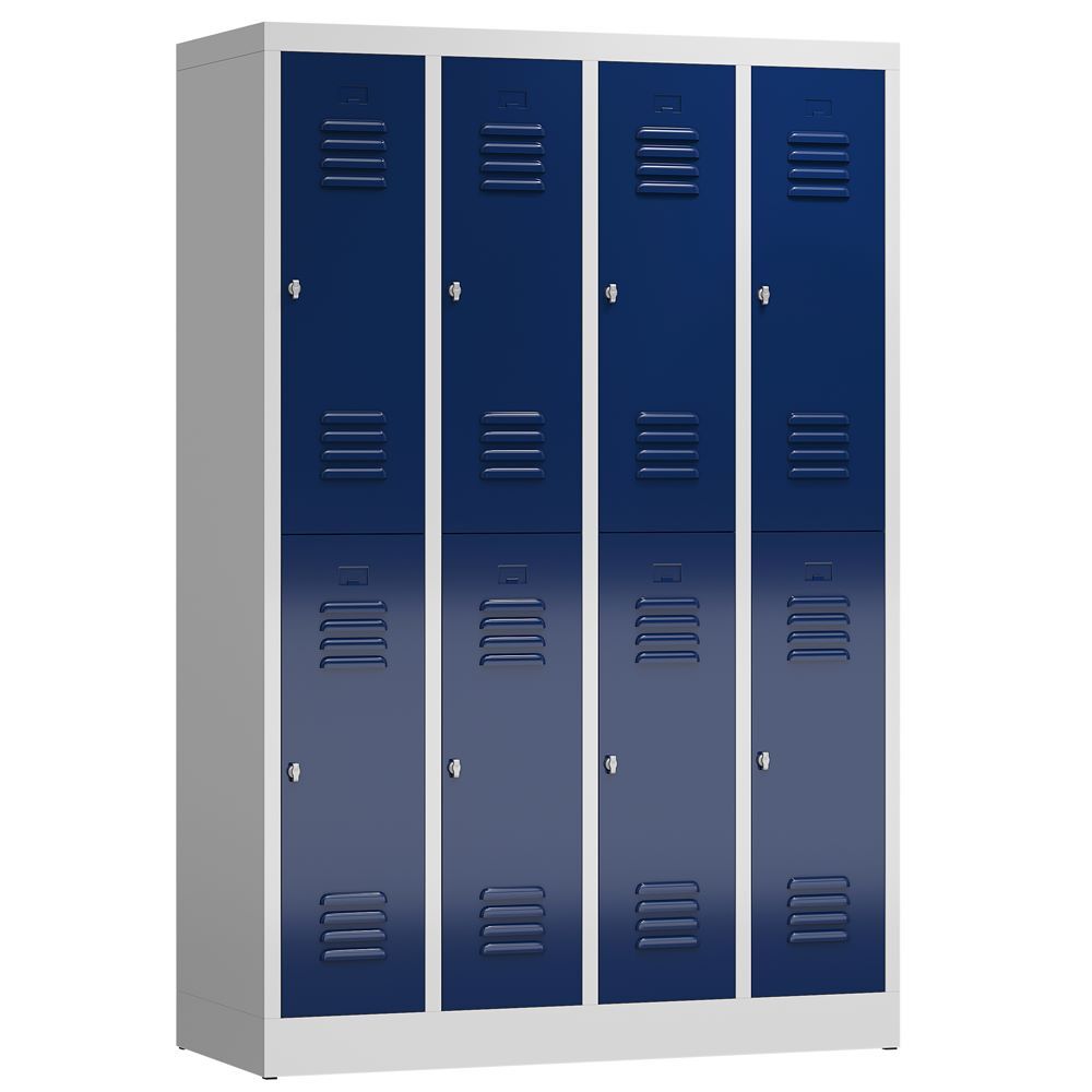 Produktbild Lüllmann ClassiX Garderobenschrank 4 Abteile doppelstöckig lichtgrau enzianblau
