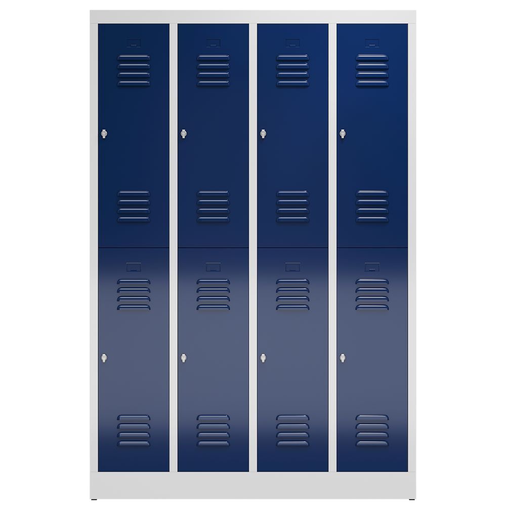 Produktbild ClassiX Garderobenschrank, 4 Abteile doppelstöckig, 1800 x 1185 x 500 mm, lichtg bild 2