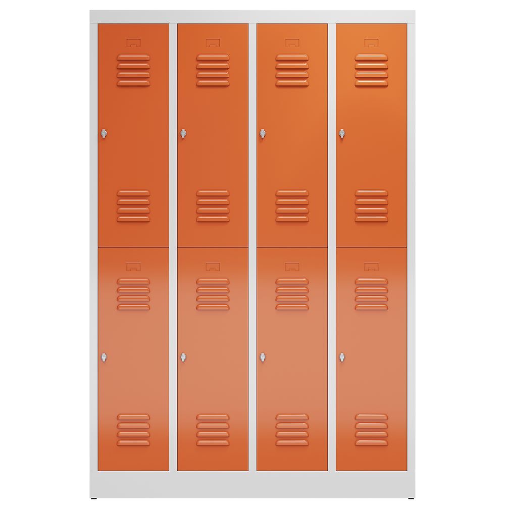 Produktbild ClassiX Garderobenschrank, 4 Abteile doppelstöckig, 1800 x 1185 x 500 mm, lichtg bild 2