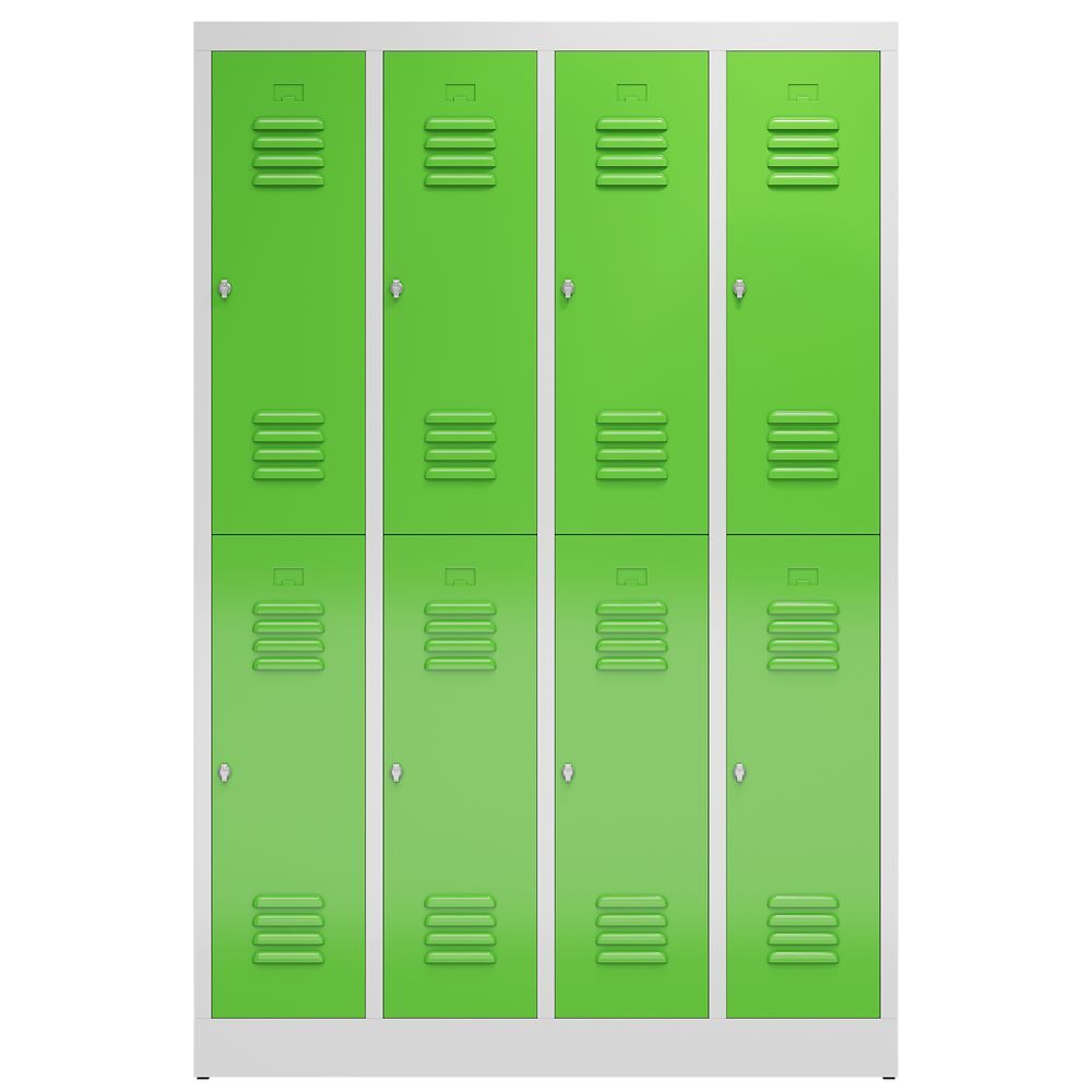 Produktbild ClassiX Garderobenschrank, 4 Abteile doppelstöckig, 1800 x 1185 x 500 mm, lichtg bild 2