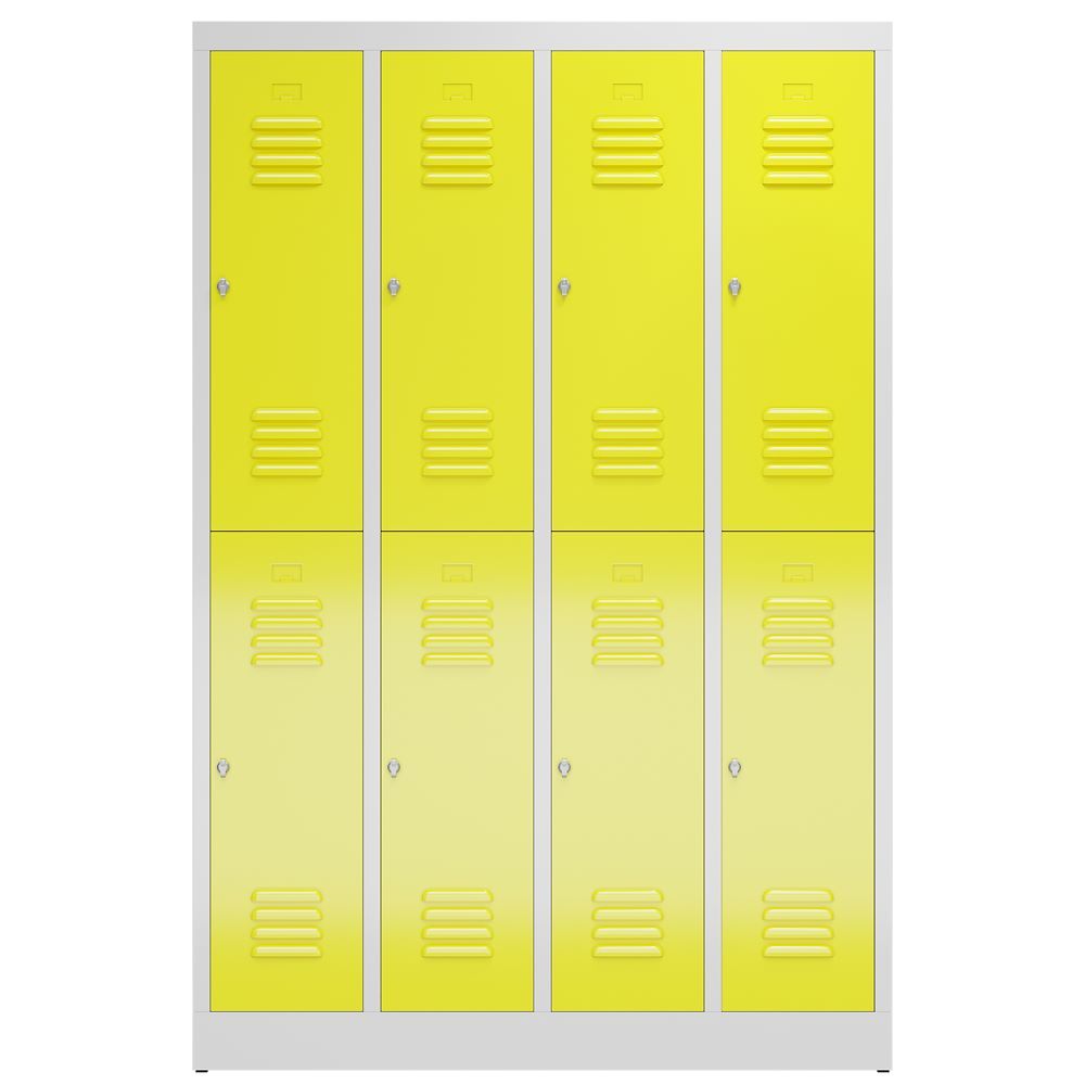 Produktbild ClassiX Garderobenschrank, 4 Abteile doppelstöckig, 1800 x 1185 x 500 mm, lichtg bild 2