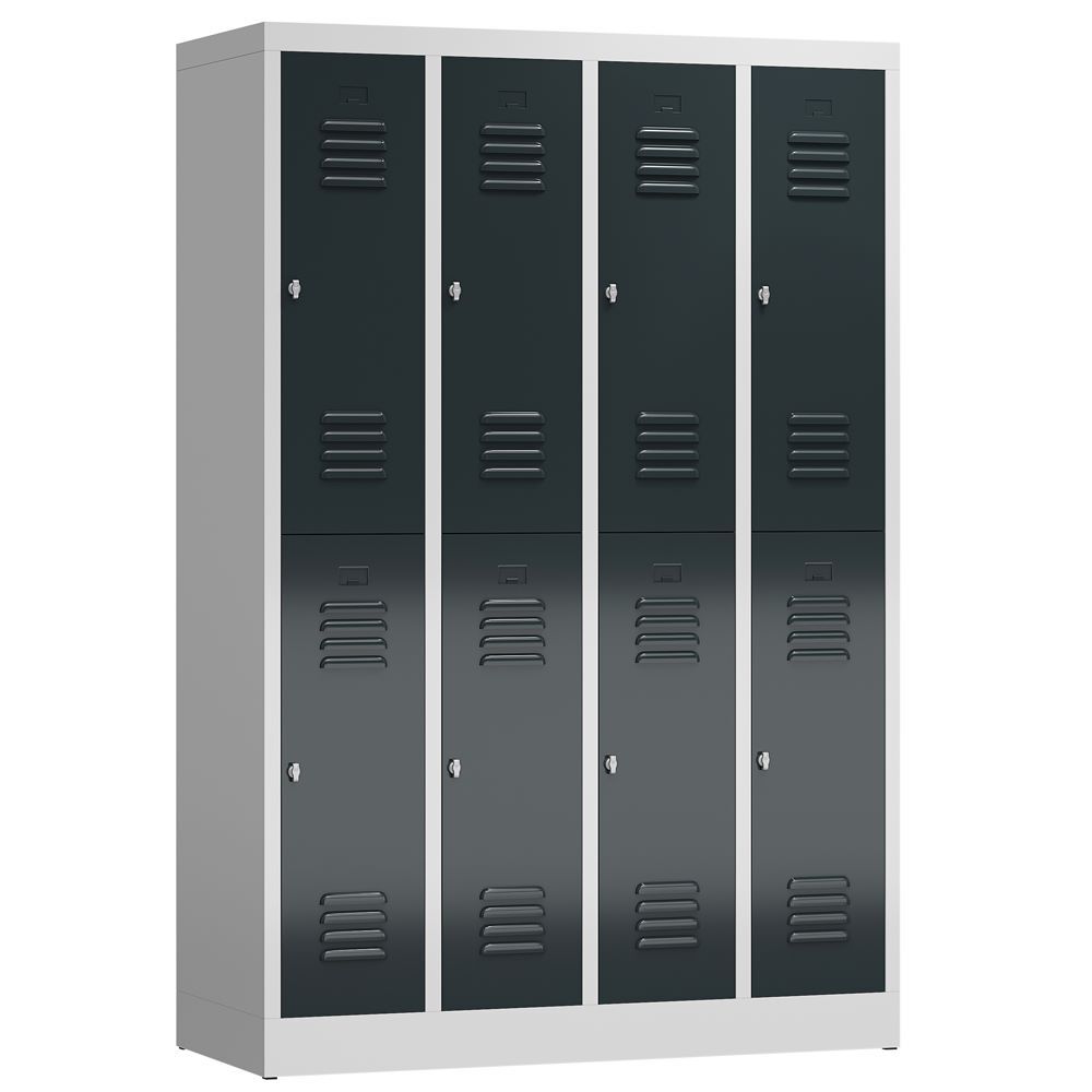 Produktbild Lüllmann ClassiX Garderobenschrank 4 Abteile doppelstöckig lichtgrau anthrazitgrau
