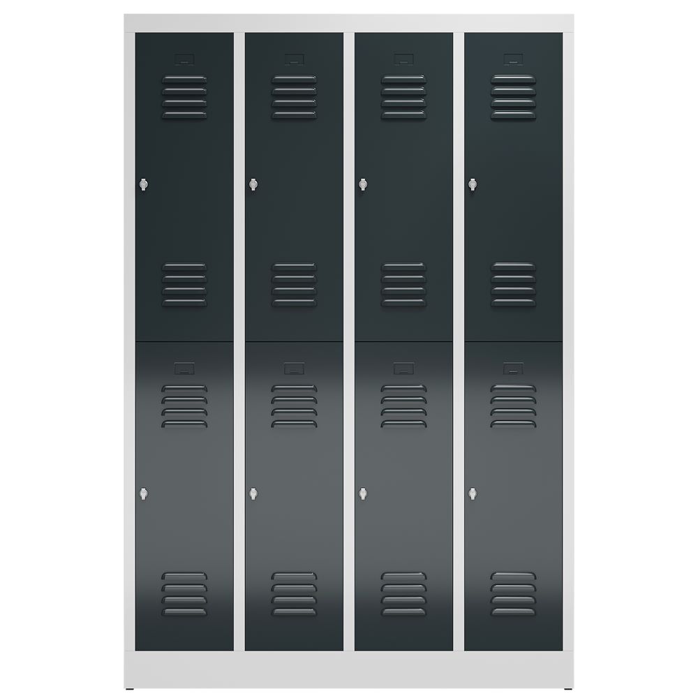 Produktbild ClassiX Garderobenschrank, 4 Abteile doppelstöckig, 1800 x 1185 x 500 mm, lichtg bild 2