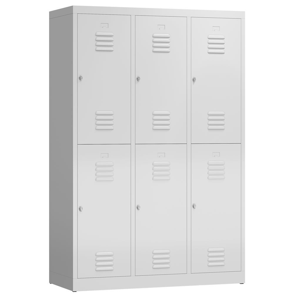 Produktbild Lüllmann ClassiX Garderobenschrank Fächerschrank 3 Abteile doppelstöckig lichtgrau