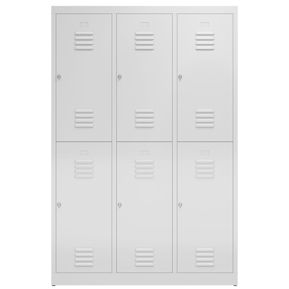 Produktbild ClassiX Garderobenschrank, 3 Abteile doppelstöckig, 1800 x 1185 x 500 mm, lichtg bild 2