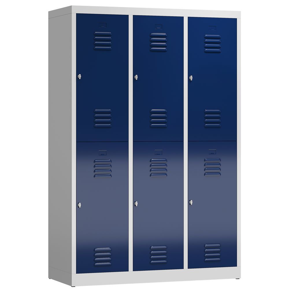 Produktbild Lüllmann ClassiX Garderobenschrank Schliessfachschrank 3 Abteile doppelstöckig H 1800 mm