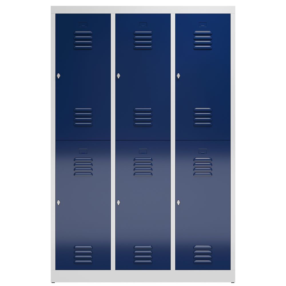 Produktbild ClassiX Garderobenschrank, 3 Abteile doppelstöckig, 1800 x 1185 x 500 mm, lichtg bild 2