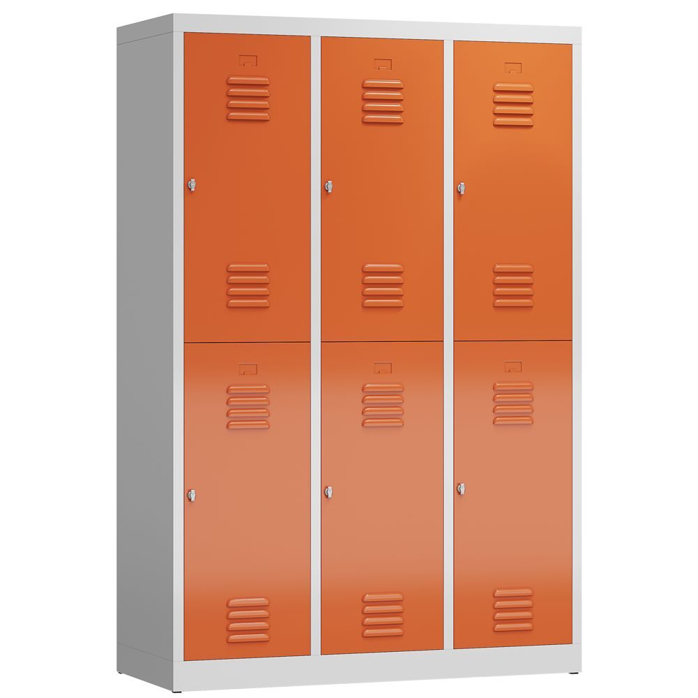 Produktbild Lüllmann ClassiX Garderobenschrank Schliessfachschrank 3 Abteile lichtgrau feuerrot