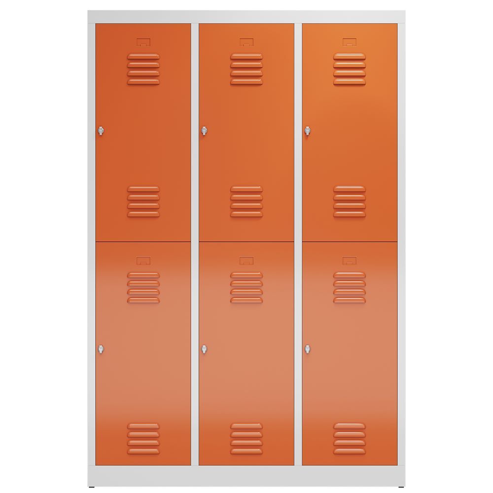 Produktbild ClassiX Garderobenschrank, 3 Abteile doppelstöckig, 1800 x 1185 x 500 mm, lichtg bild 2