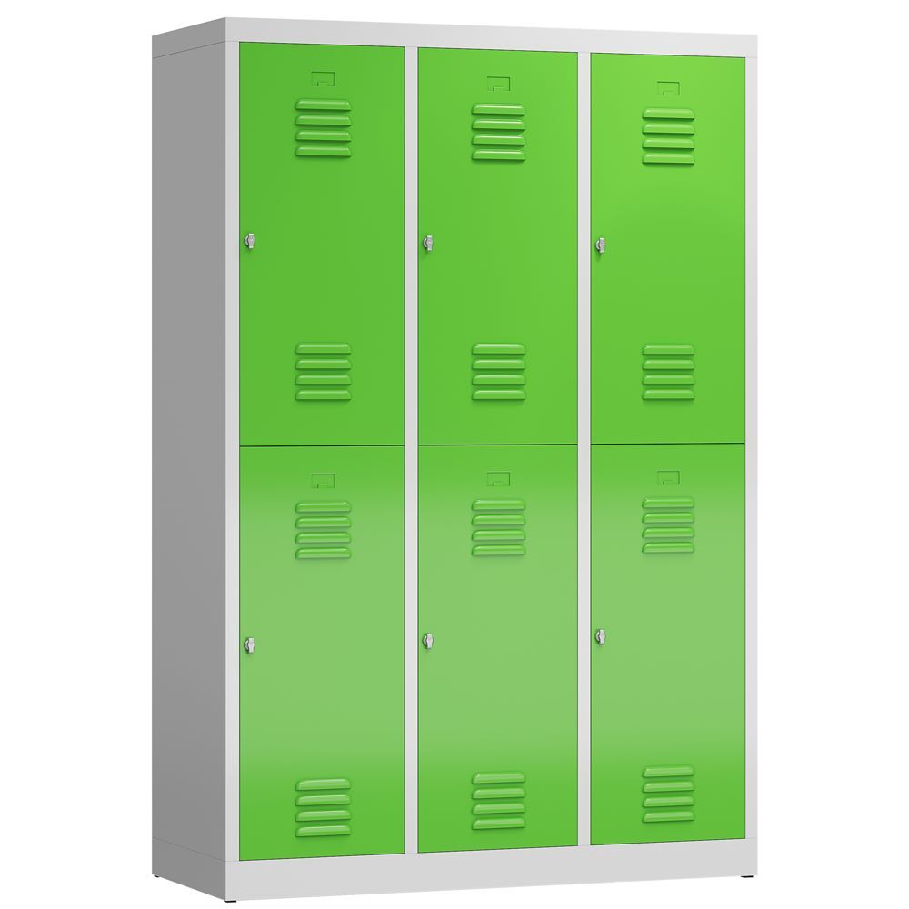 Produktbild Lüllmann ClassiX Garderoben Schliessfachschrank 3 Abteile H 1800 mm lichtgrau gelbgrün