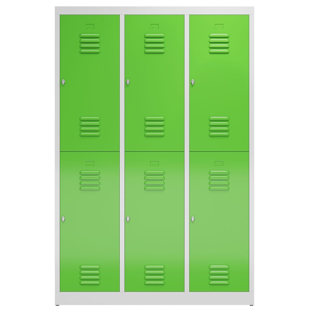 Produktbild ClassiX Garderobenschrank, 3 Abteile doppelstöckig, 1800 x 1185 x 500 mm, lichtg bild 2