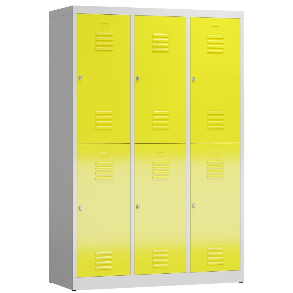 Produktbild Lüllmann ClassiX Garderoben Schliessfachschrank 3 Abteile H 1800 mm lichtgrau zinkgelb