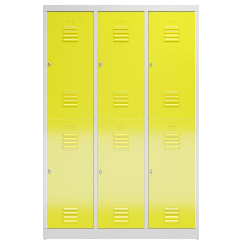 Produktbild ClassiX Garderobenschrank, 3 Abteile doppelstöckig, 1800 x 1185 x 500 mm, lichtg bild 2