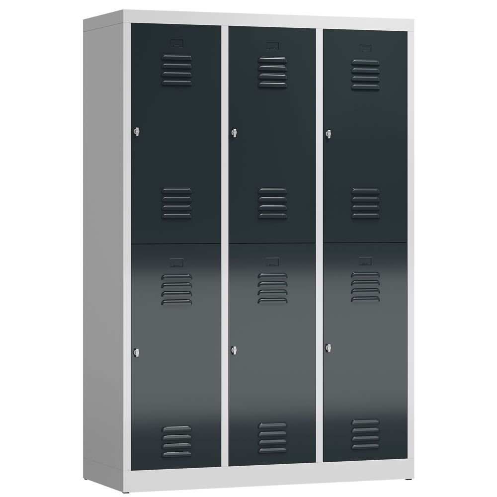 Produktbild Lüllmann ClassiX Garderoben Schliessfachschrank 3 Abteile 1800 mm lichtgrau anthrazitgrau
