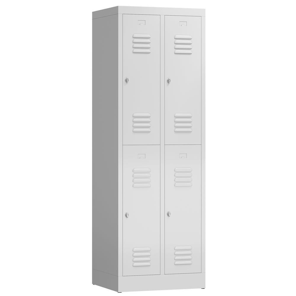 Produktbild Lüllmann ClassiX Garderobenschrank 2 Abteile doppelstöckig H 1800 mm lichtgrau