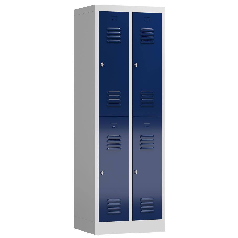 Produktbild Lüllmann ClassiX Garderobenschrank 2 Abteile doppelstöckig H 1800 mm lichtgrau enzianblau