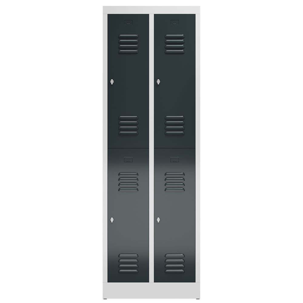 Produktbild ClassiX Garderobenschrank, 2 Abteile doppelstöckig, 1800 x 590 x 500 mm, lichtgr bild 2