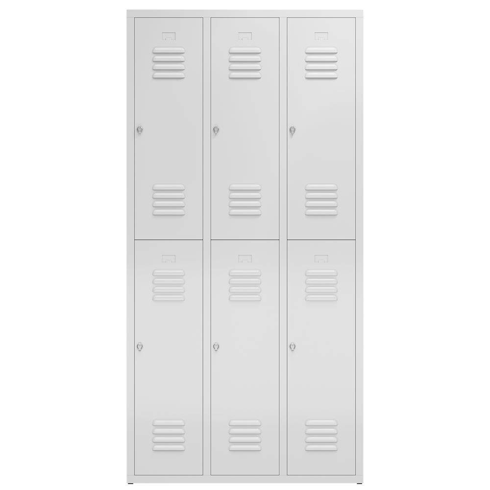 Produktbild ClassiX Garderobenschrank, 3 Abteile doppelstöckig, 1800 x 870 x 500 mm, lichtgr bild 2