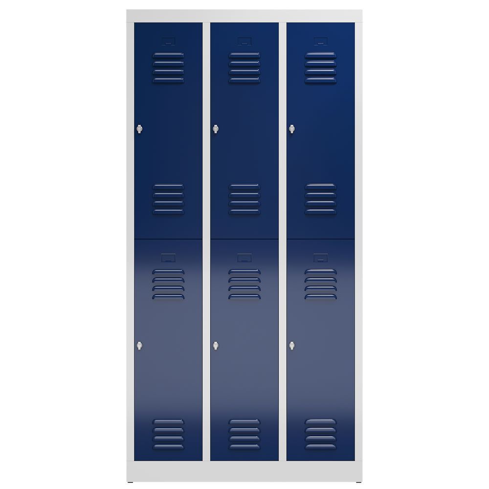 Produktbild ClassiX Garderobenschrank, 3 Abteile doppelstöckig, 1800 x 870 x 500 mm, lichtgr bild 2