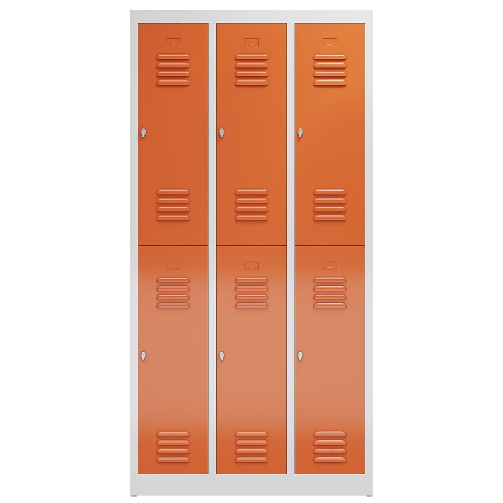 Produktbild ClassiX Garderobenschrank, 3 Abteile doppelstöckig, 1800 x 870 x 500 mm, lichtgr bild 2