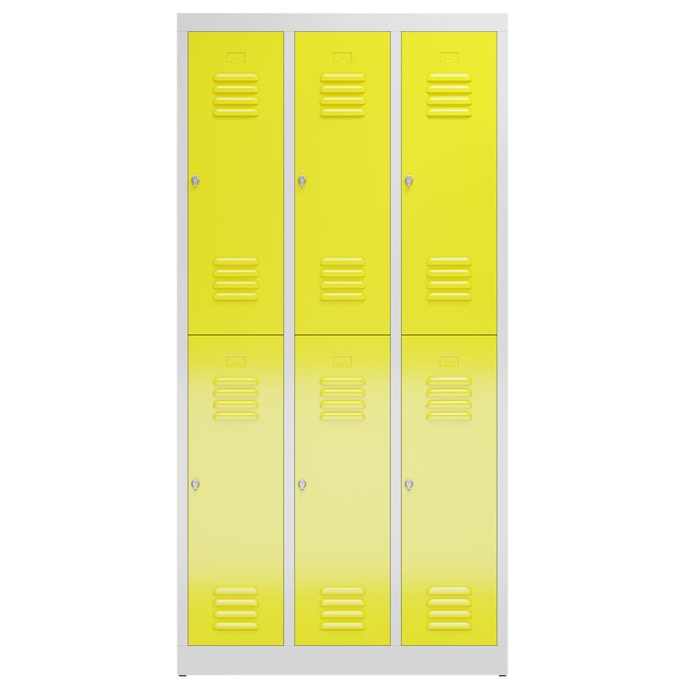 Produktbild ClassiX Garderobenschrank, 3 Abteile doppelstöckig, 1800 x 870 x 500 mm, lichtgr bild 2