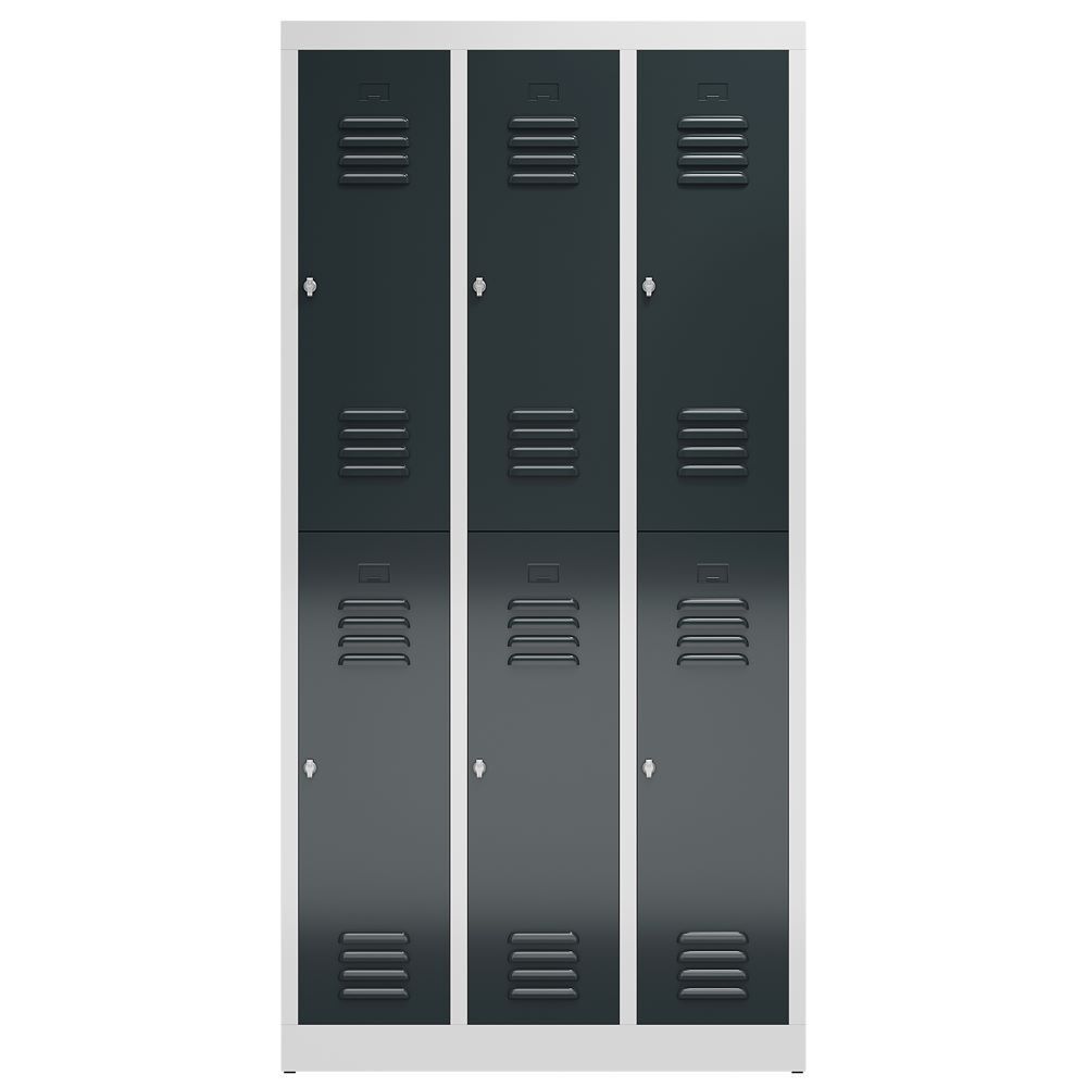Produktbild ClassiX Garderobenschrank, 3 Abteile doppelstöckig, 1800 x 870 x 500 mm, lichtgr bild 2