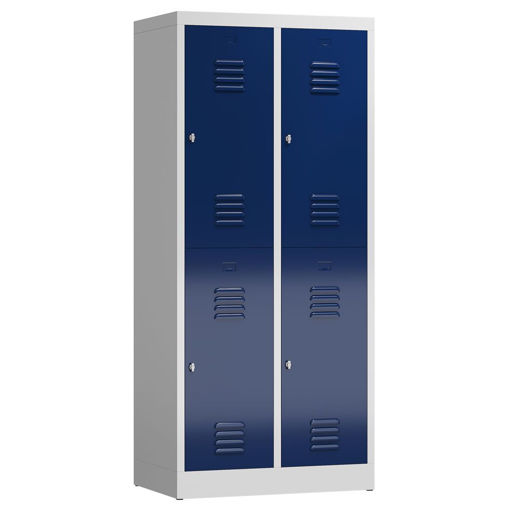 Produktbild Lüllmann ClassiX Schließfachschrank Fächerschrank 2 Abteile lichtgrau enzianblau