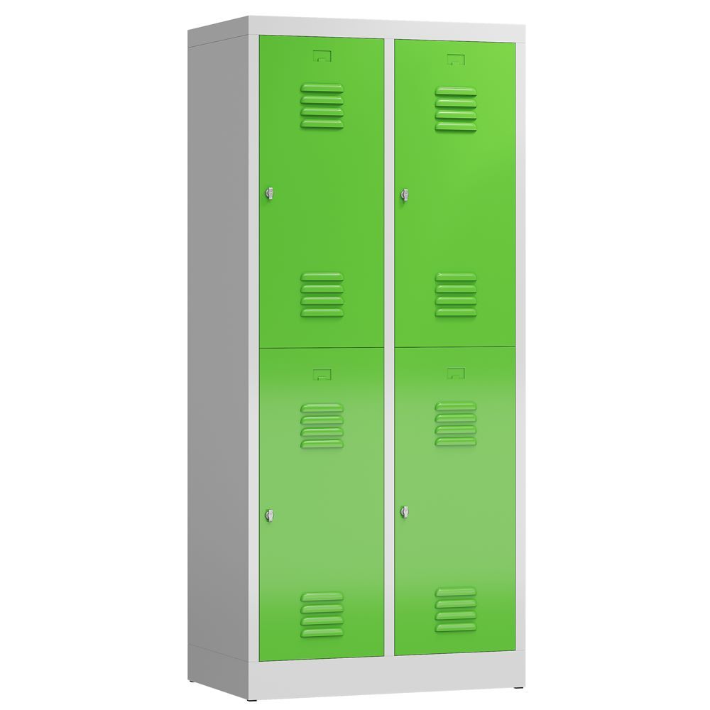 Produktbild Lüllmann ClassiX Schließfachschrank Fächerschrank 2 Abteile lichtgrau gelbgrün