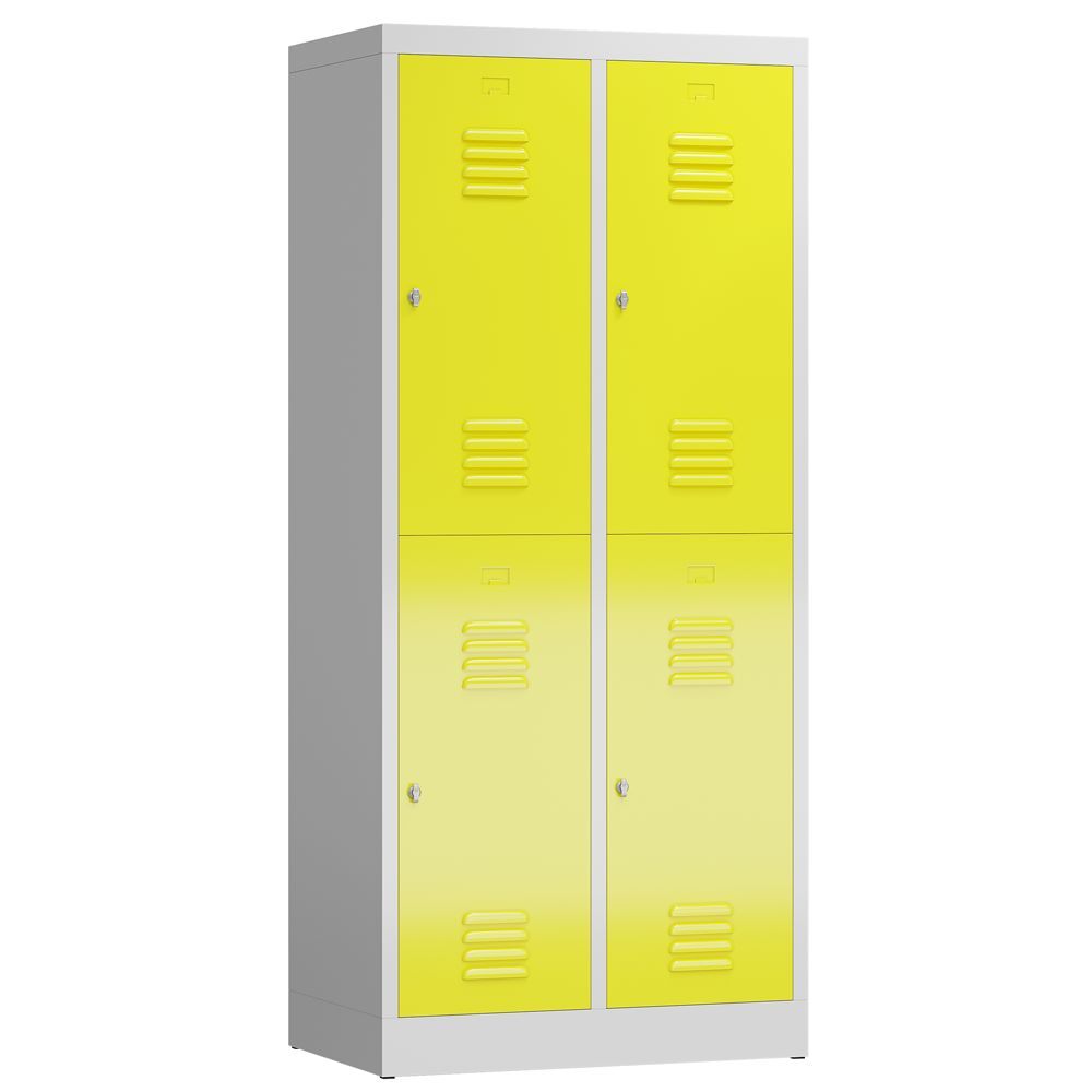 Produktbild Lüllmann ClassiX Schließfachschrank Fächerschrank 2 Abteile lichtgrau zinkgelb
