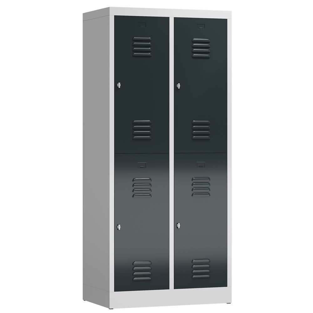 Produktbild Lüllmann ClassiX Schließfachschrank Spindschrank 2 Abteile lichtgrau anthrazitgrau