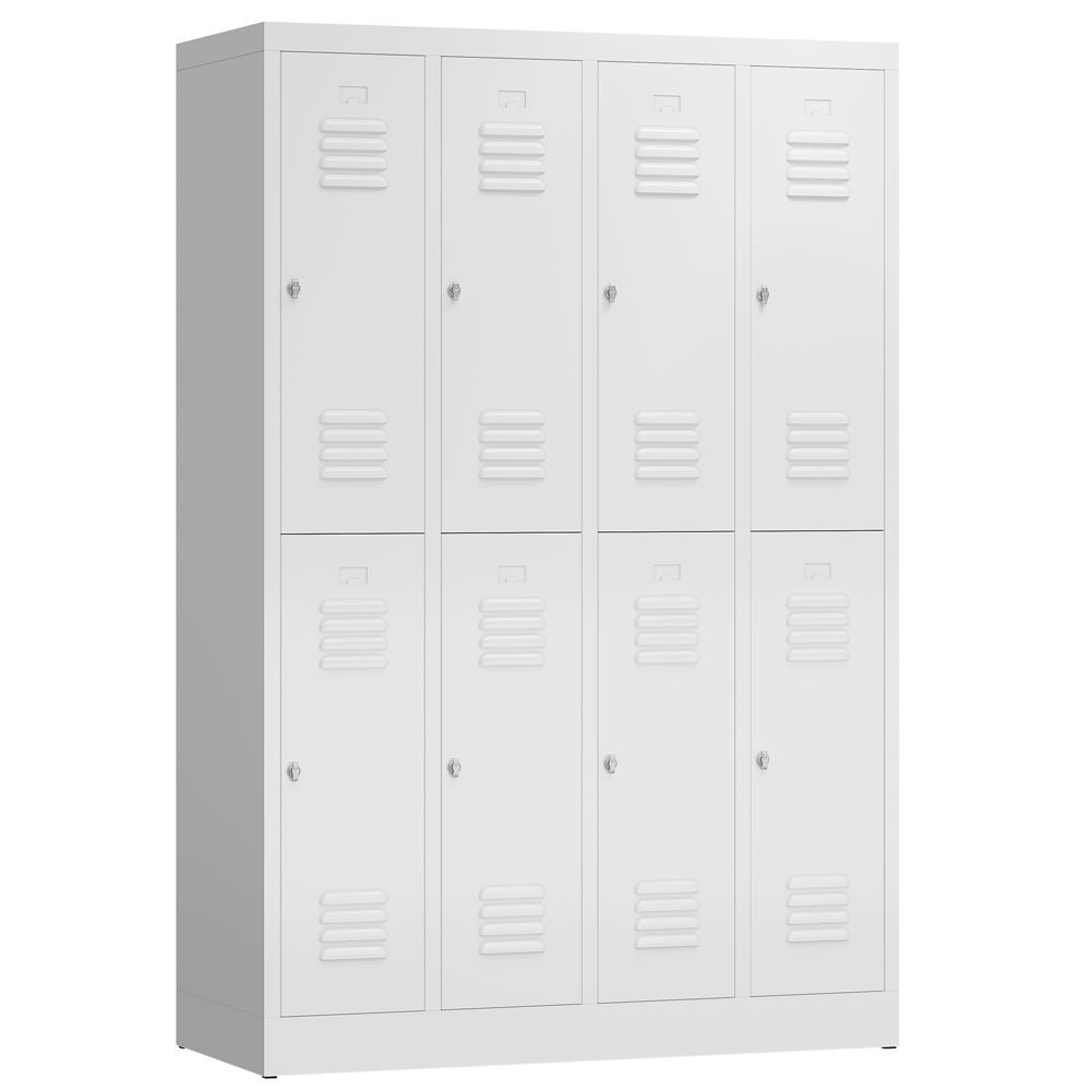 Produktbild Lüllmann ClassiX Garderobenschrank 4 Abteile doppelstöckig 1800 x 1185 x 500 mm signalwei