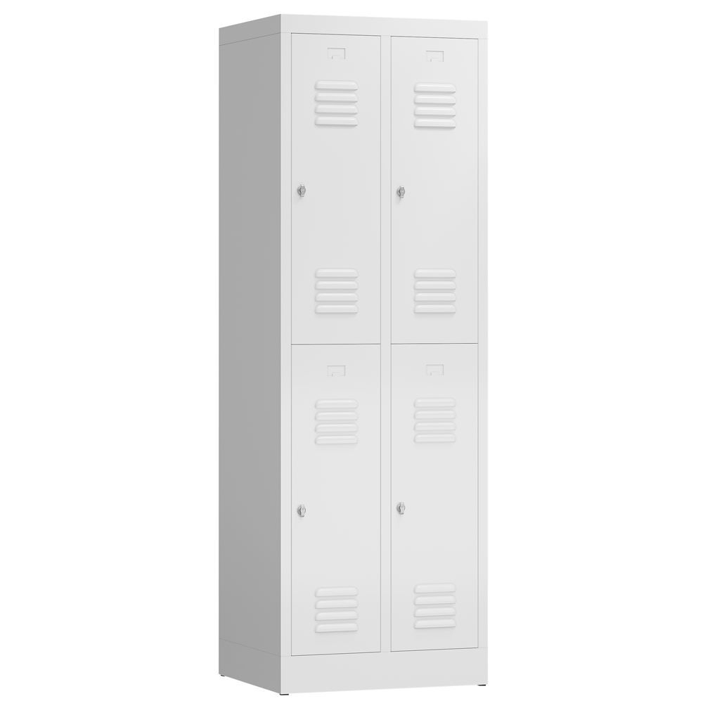 Produktbild Lüllmann ClassiX Garderobenschrank 2 Abteile doppelstöckig H 1800 mm signalweiß