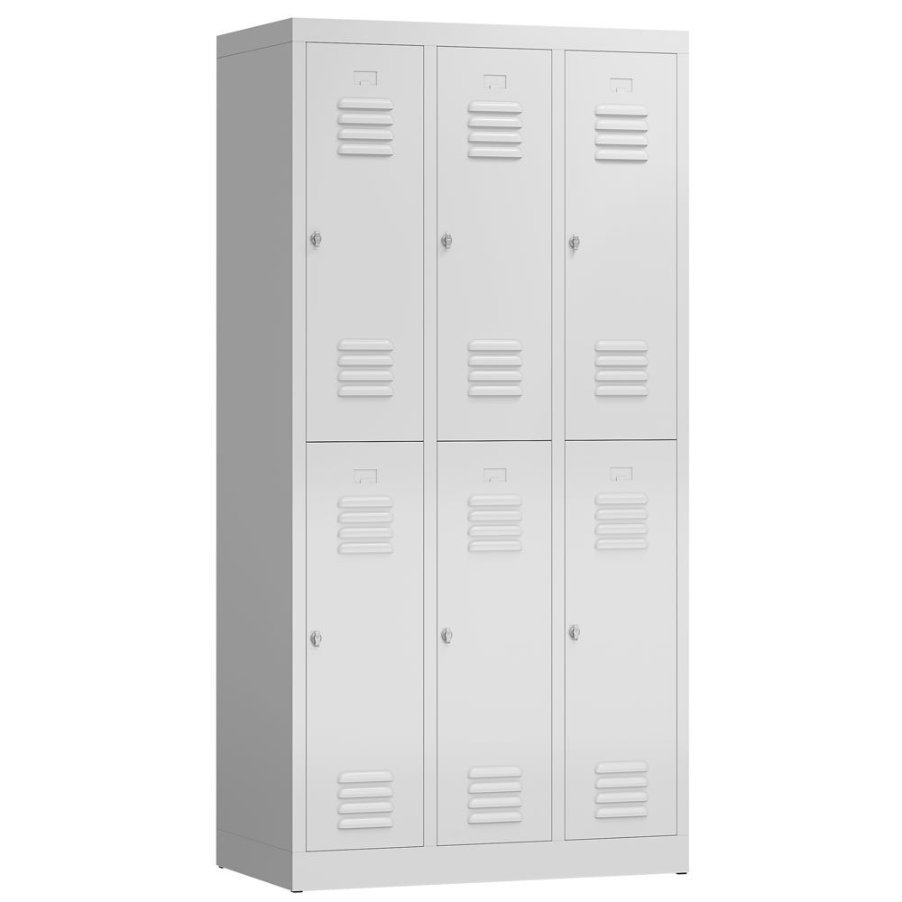 Produktbild Lüllmann ClassiX Garderobenschrank 3 Abteile doppelstöckig 1800 x 870 x 500 mm signalweiß