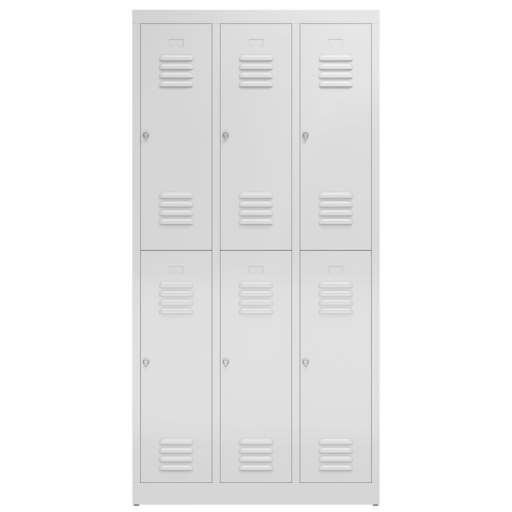 Produktbild ClassiX Garderobenschrank, 3 Abteile doppelstöckig, 1800 x 870 x 500 mm, signalw bild 2