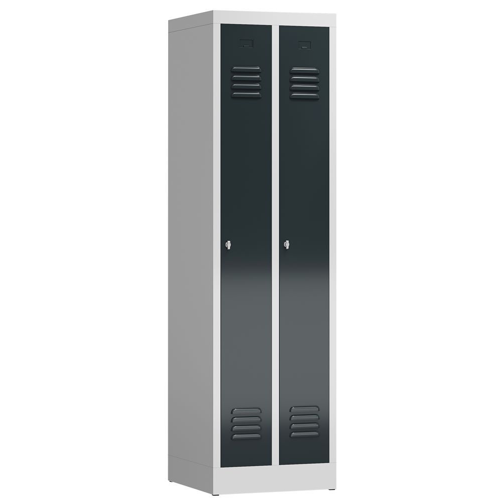 Produktbild Lüllmann ClassiX Garderobenschrank Spindschrank 2 Abteile lichtgrau anthrazit