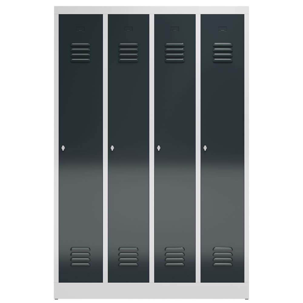 Produktbild ClassiX Garderobenschrank, 4 Abteile, 1800 x 1185 x 500 mm, lichtgrau/anthrazitg bild 2