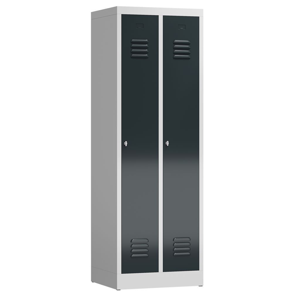 Produktbild Lüllmann ClassiX Garderobenschrank Schliessfachschrank 2 Abteile lichtgrau anthrazitgrau