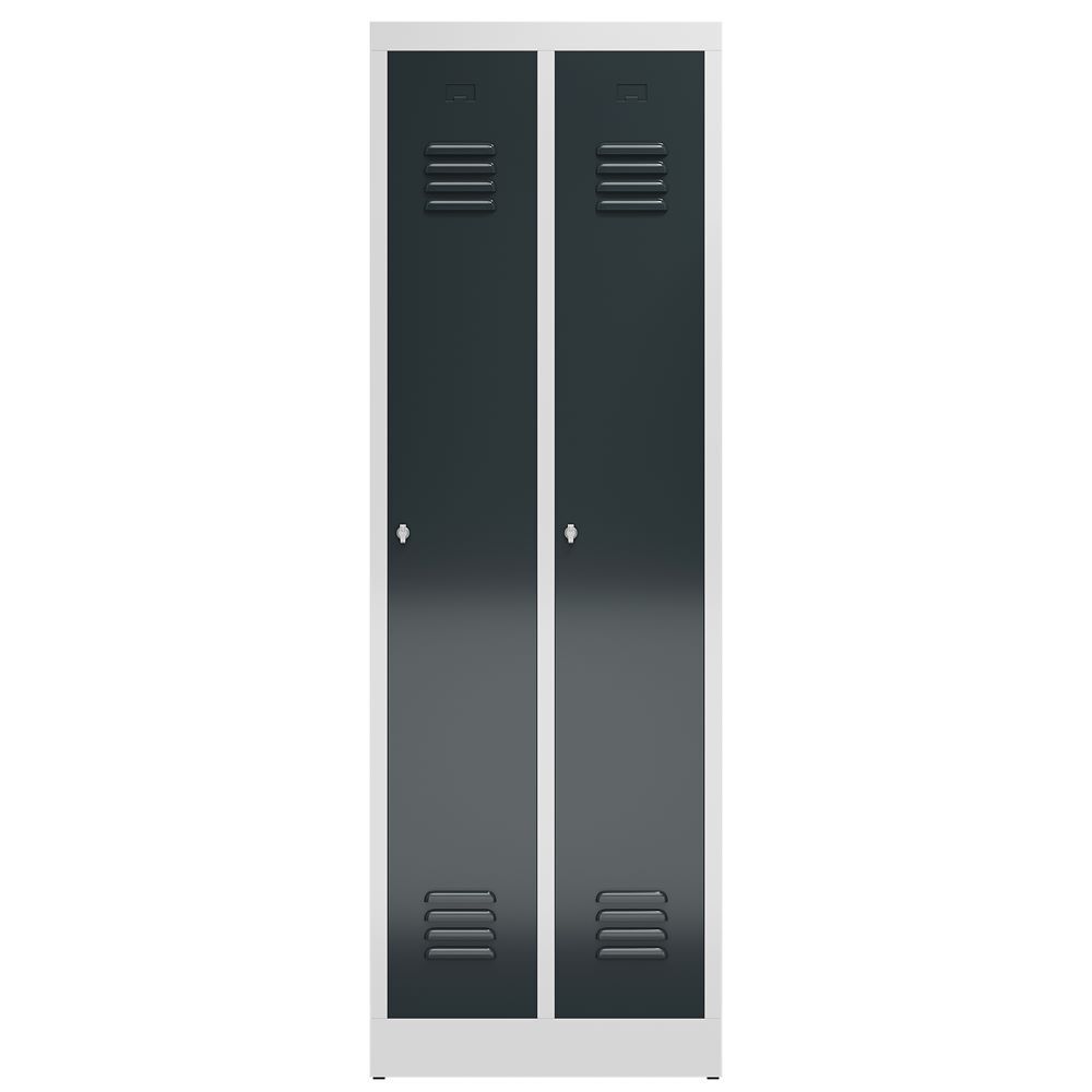 Produktbild ClassiX Garderobenschrank, 2 Abteile, 1800 x 590 x 500 mm, lichtgrau/anthrazitgr bild 2