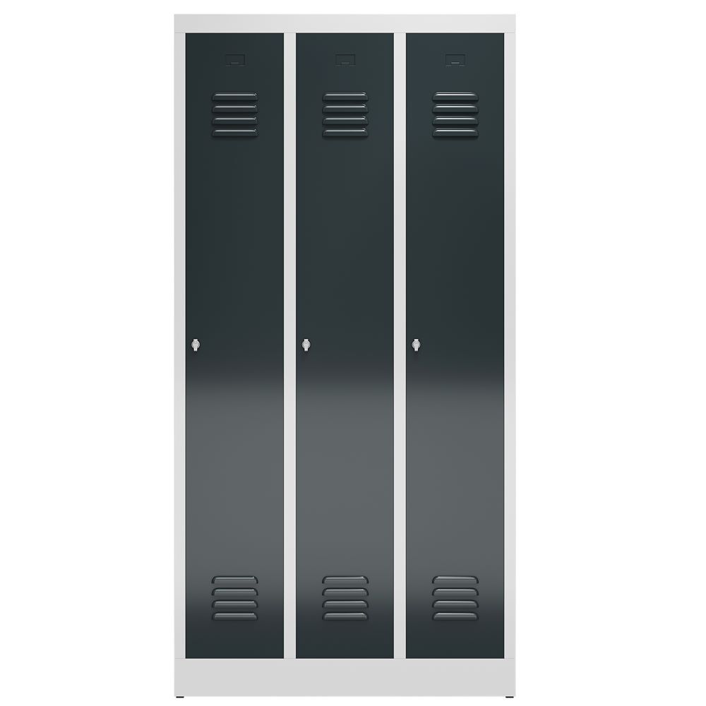 Produktbild ClassiX Garderobenschrank, 3 Abteile, 1800 x 870 x 500 mm, lichtgrau/anthrazitgr bild 2