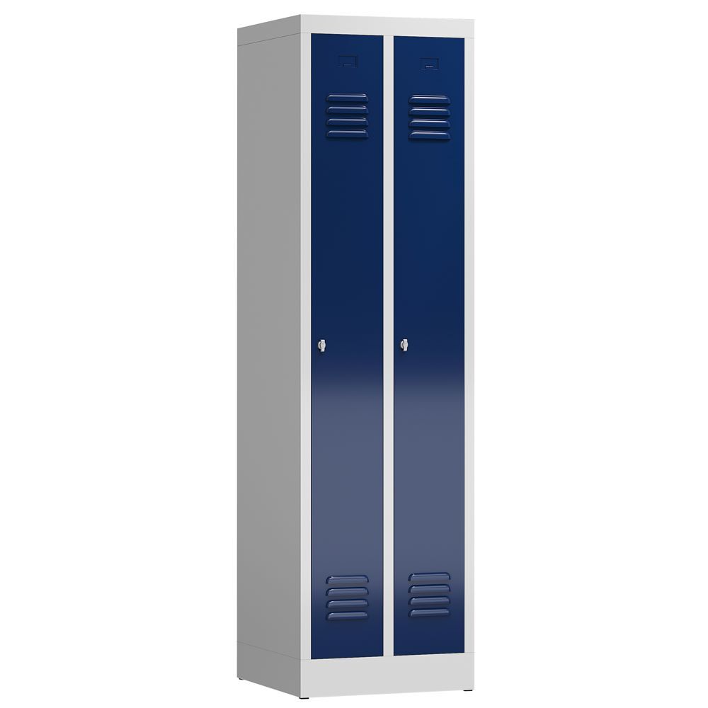 Produktbild Lüllmann ClassiX Garderobenschrank Spindschrank 2 Abteile lichtgrau enzianblau