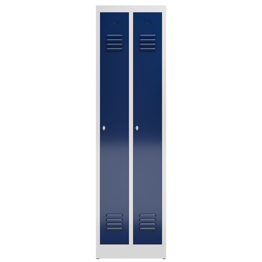 Produktbild ClassiX Garderobenschrank, 2 Abteile, 1800 x 500 x 500 mm, lichtgrau/enzianblau bild 2