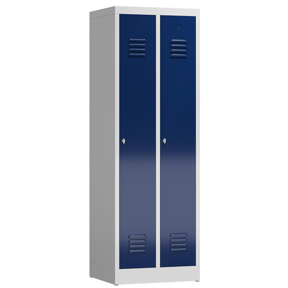 Produktbild Lüllmann ClassiX Garderobenschrank Schliessfachschrank 2 Abteile lichtgrau enzianblau