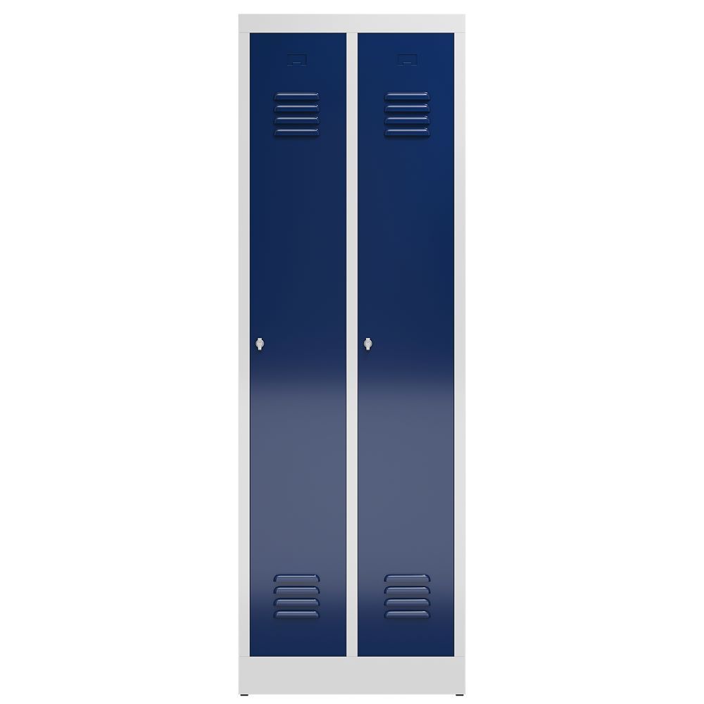 Produktbild ClassiX Garderobenschrank, 2 Abteile, 1800 x 590 x 500 mm, lichtgrau/enzianblau bild 2
