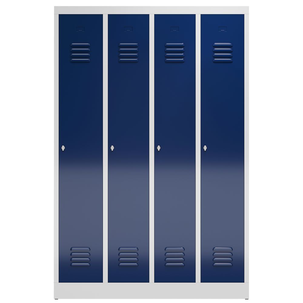 Produktbild ClassiX Garderobenschrank, 4 Abteile, 1800 x 1185 x 500 mm, lichtgrau/enzianblau bild 2