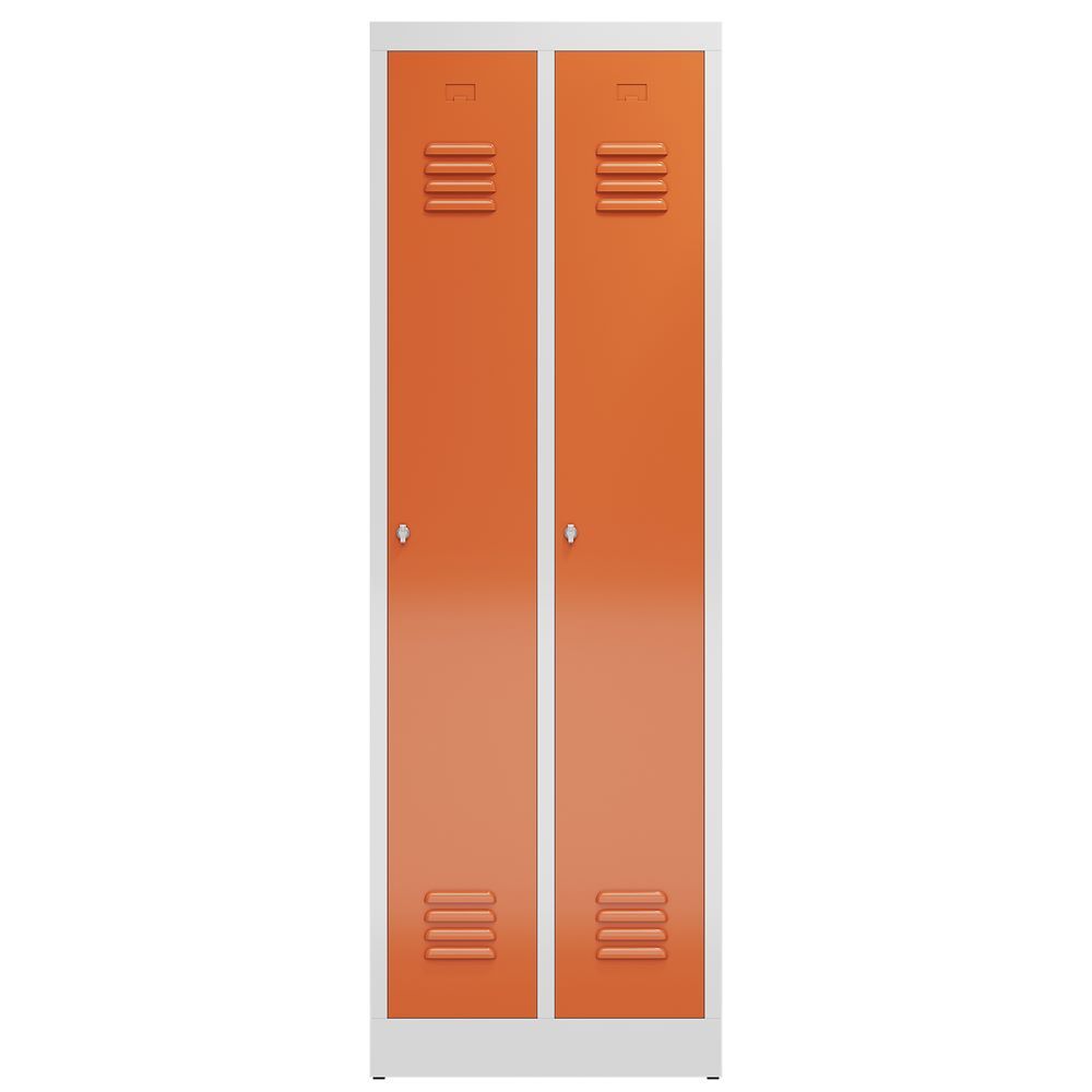 Produktbild ClassiX Garderobenschrank, 2 Abteile, 1800 x 590 x 500 mm, lichtgrau/feuerrot bild 2