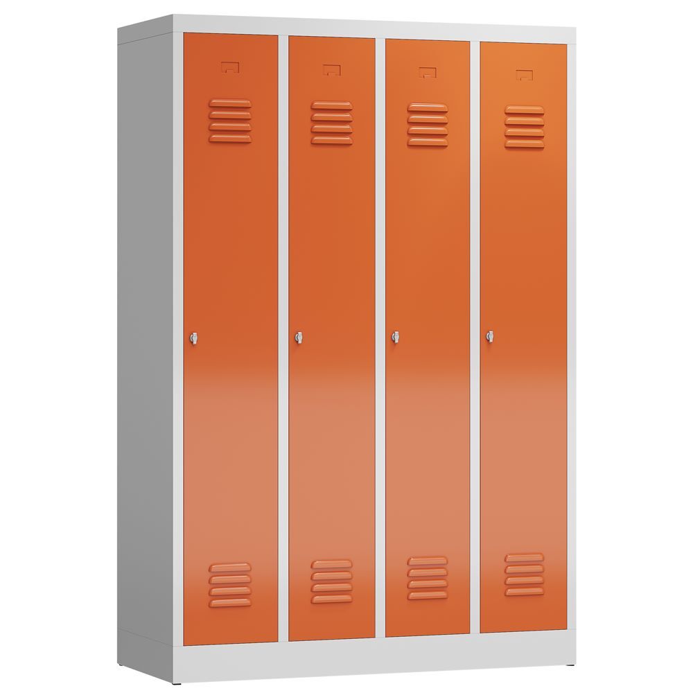 Produktbild Lüllmann ClassiX Garderoben Schliessfachschrank 4 Abteile 1800 mm lichtgrau feuerrot
