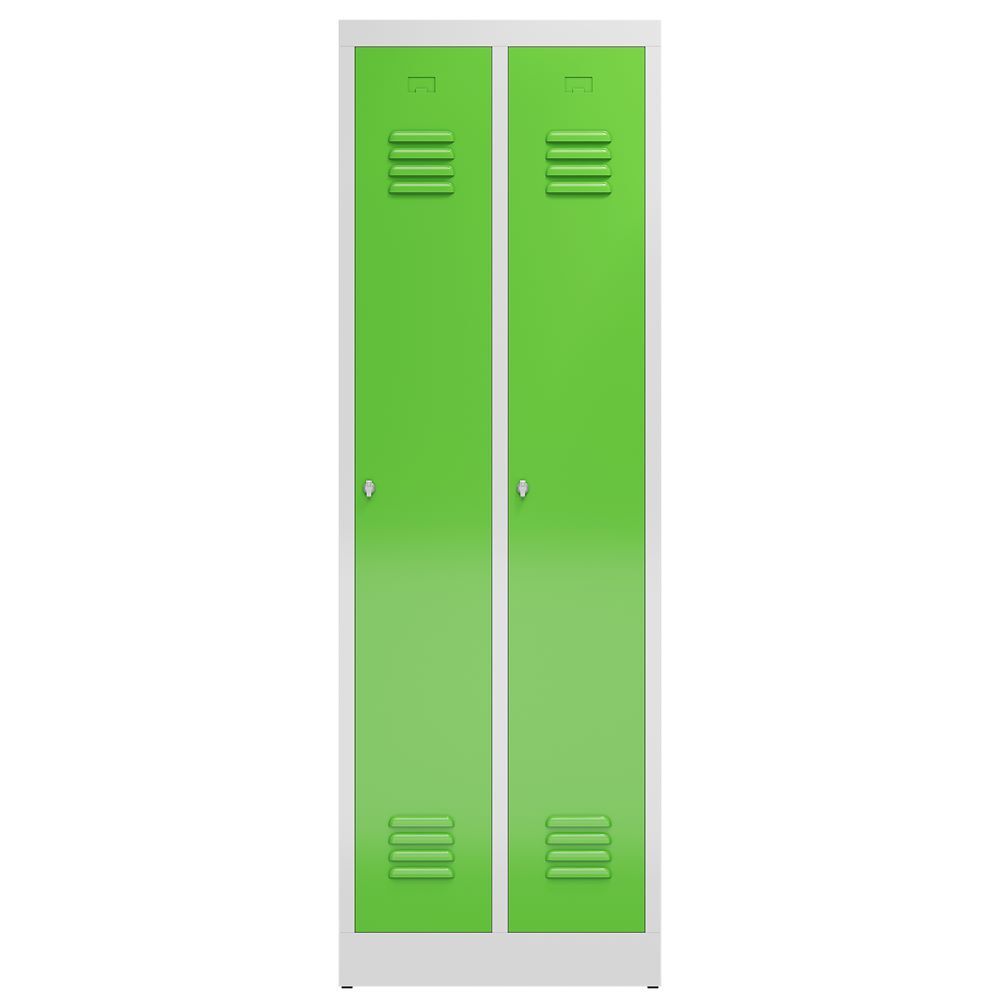 Produktbild ClassiX Garderobenschrank, 2 Abteile, 1800 x 590 x 500 mm, lichtgrau/gelbgrün bild 2