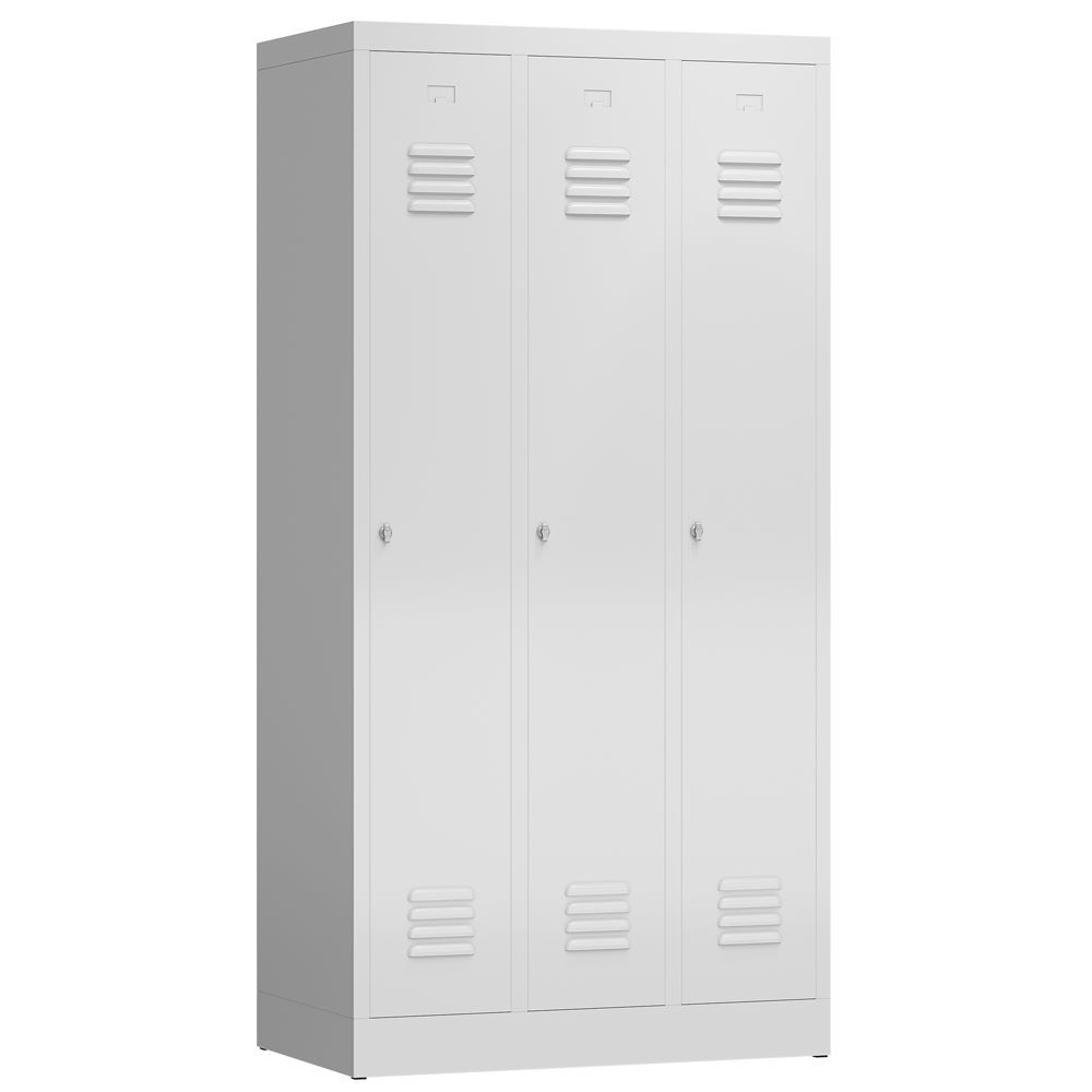 Produktbild Lüllmann ClassiX Garderobenschrank Spindschrank 3 Abteile H 1800 mm lichtgrau